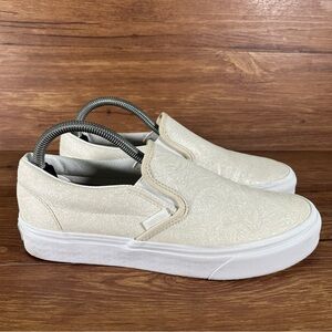 VANS Paisley Tan Leather Slip-On Shoes Sneakers Women’s Size 8.5